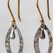 Silver hammered texture earrings with polished silver drop - by Metal Studio Jewelry