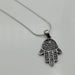 Silver hamsa pendant -Sterling silver oxidized charm - PD28 - by NeverEndingSilver