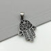 Silver hamsa pendant -Sterling silver oxidized charm - PD28 - by NeverEndingSilver