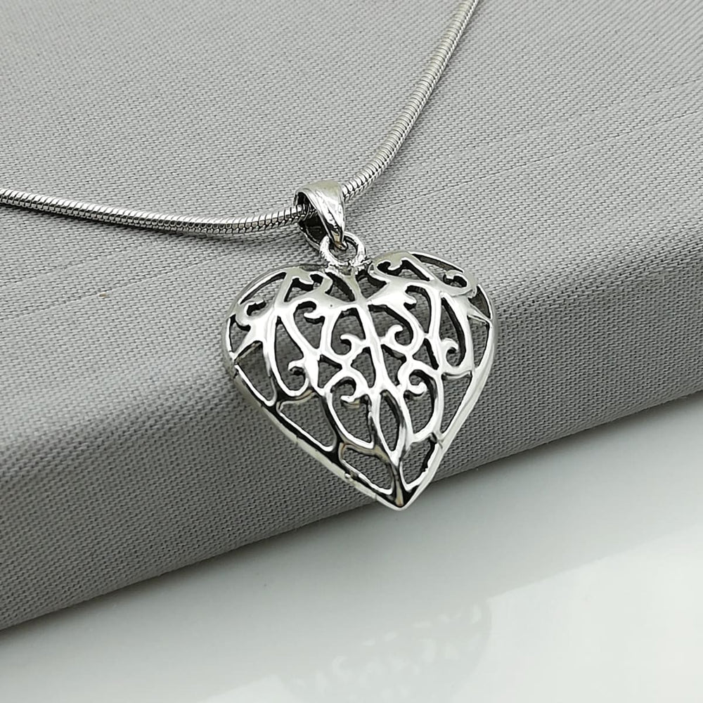 Silver heart pendant - Filigreed - Charm for a loved one- charm necklace - PD44 - by NeverEndingSilver