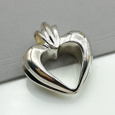 Silver heart pendant - Gift for mother - Elegant sterling silver - Chunky charm - necklace - PD37 - by NeverEndingSilver