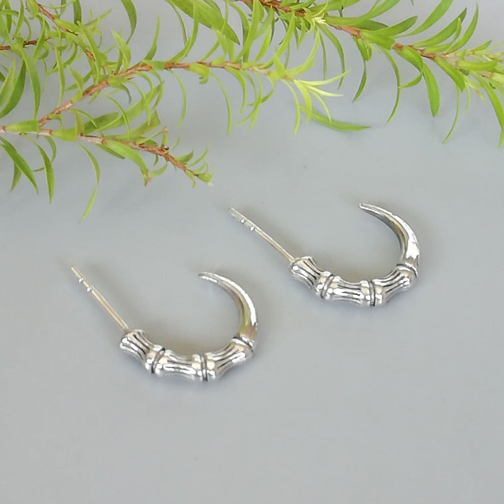 Silver Hoop Earring | Bone Hoops | Interrupted | Jewelry | Minimalist Casual | E1075 - by Oneyellowbutterfly