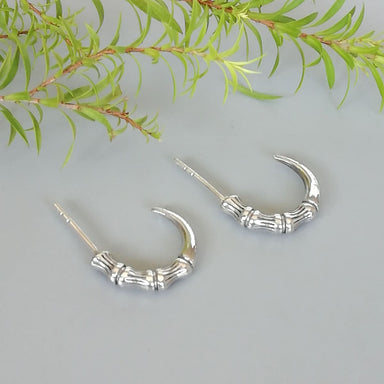 Silver Hoop Earring | Bone Hoops | Interrupted | Jewelry | Minimalist Casual | E1075 - by Oneyellowbutterfly