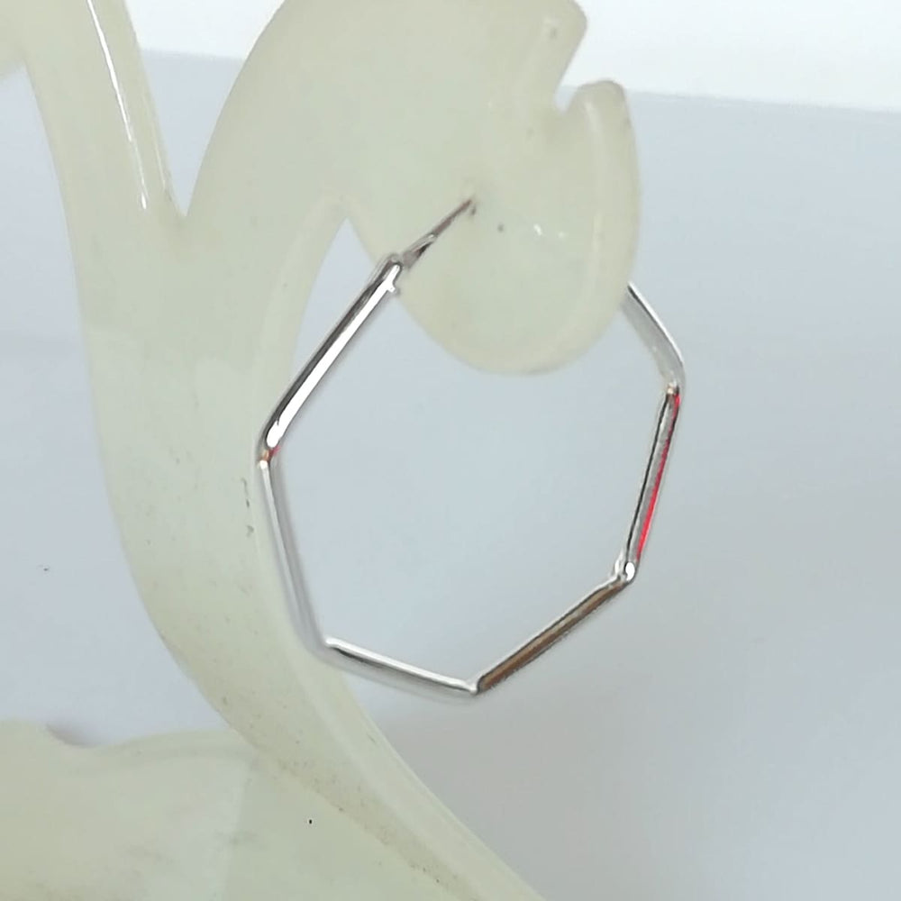 Silver Hoop Earrings | Jewelry | Minimalist Hoops | Accessories | Hexagon | Ear | E3 - by Oneyellowbutterfly