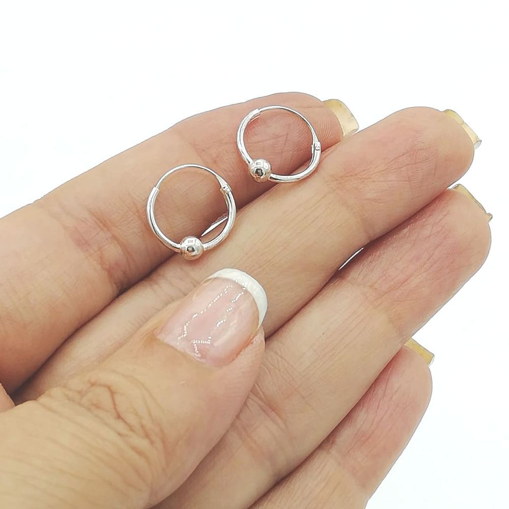 earrings Silver hoop | Small hoops | jewelry | Minimalist | Everyday ear | 12mm ball | E15 - by OneYellowButterfly