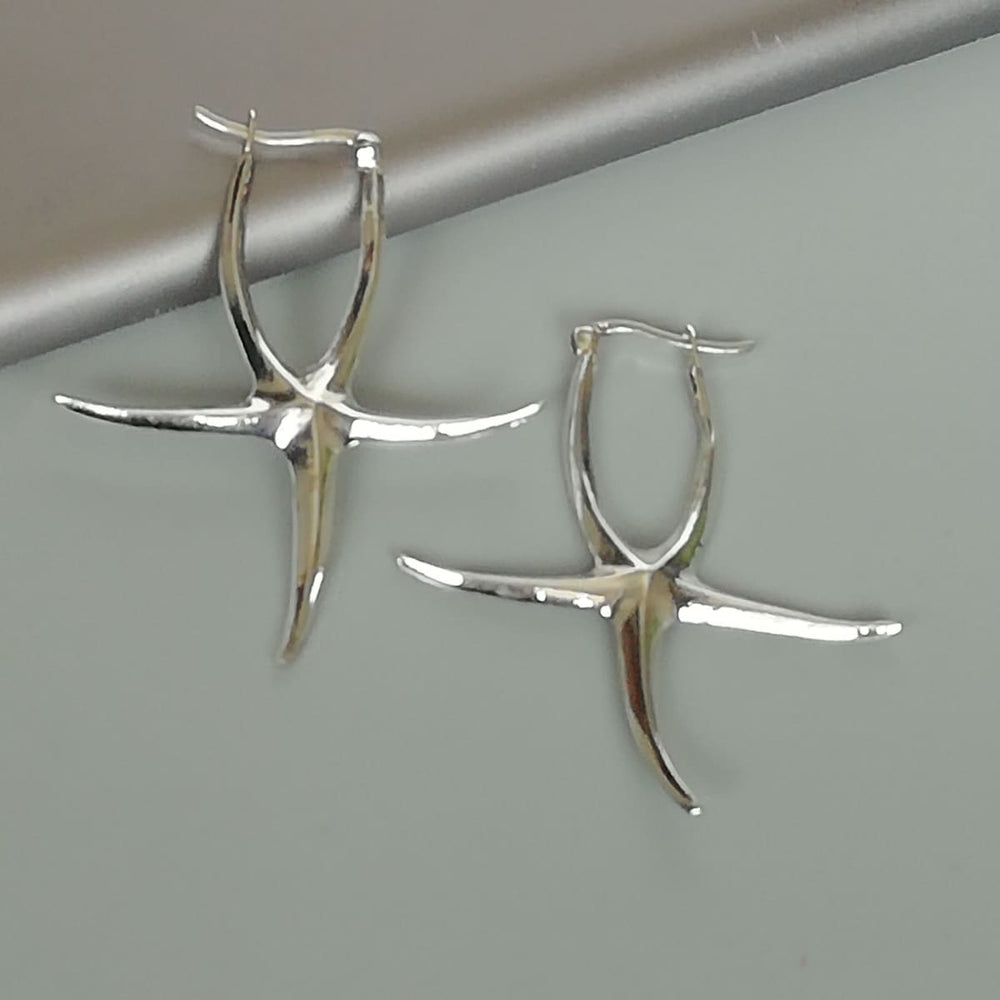 Silver Hoops Star Fish Earrings | Starfish | Jewelry | Bohemian | Ocean Lovers Gift | E1118 - by Oneyellowbutterfly