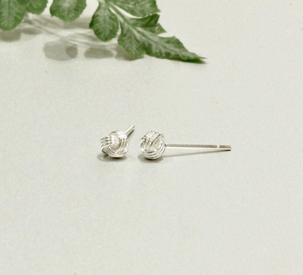 Earrings Silver Knot Ear Studs,Simple Minimalist Bohemian Delicate Sterling Gift Jewelry (E35) - by OneYellowButterfly
