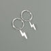 Earrings Silver lightning bolt charm hoop | Sterling silver ear hoops | 12 mm earrings | Bohemian jewelry | Delicate | E395 - by 