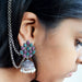 earrings Silver Pearl Ethnic Jhumka Traditional Indian Earrings with Chain Statement Chandelier Cocktail Earring - by Pretty Ponytails