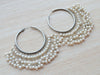 earrings Silver Pearl Hoop Earrings large layered statement circle hoops Indian Jewelry for women - by Pretty Ponytails