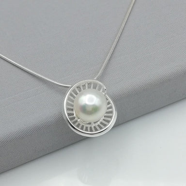 Silver and pearl pendant -Elegant sterling silver pendant- Pearl charm - PD35 - by NeverEndingSilver