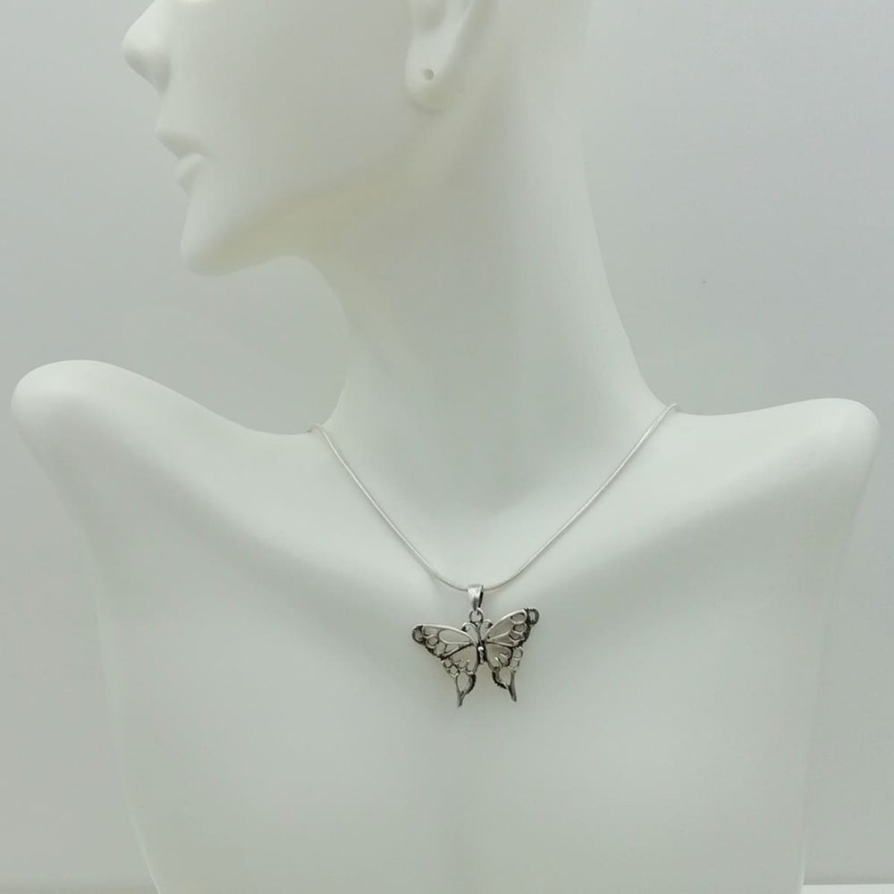 Silver Pendant - Butterfly - Necklace - Filigreed - Jewelry - PD6 - by NeverEndingSilver