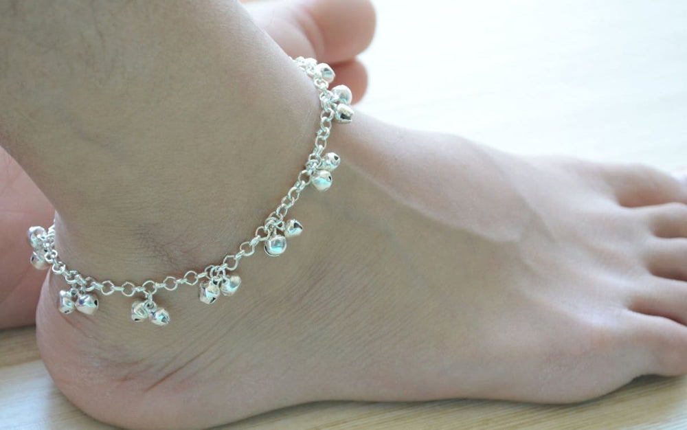 anklets Silver plated Bell Anklet Bracelet Indian Ghungroo Payal Must Have Accessory Gift for her Adjustable anklet - by Pretty Ponytails