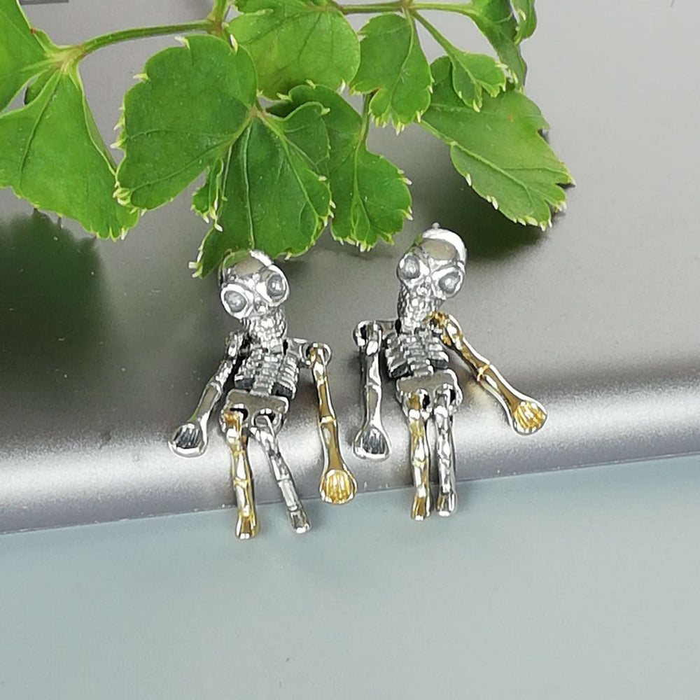 Silver Skeleton Earring | Bohemian Earrings | Mobile Ear Danglers | Funky Jewelry | 925 | E1125 - by Oneyellowbutterfly