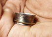 Silver Spinner Ring 925 Sterling Meditation Worry Fidget Oxidized Rustic Band Hammered