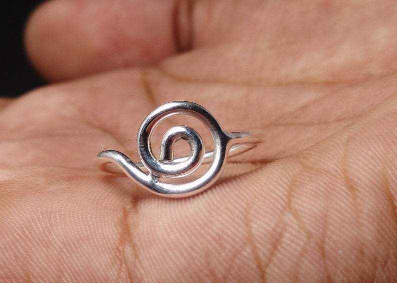 Silver Spiral Ring 925 Skinny Stackable Handmade Swirl Everyday