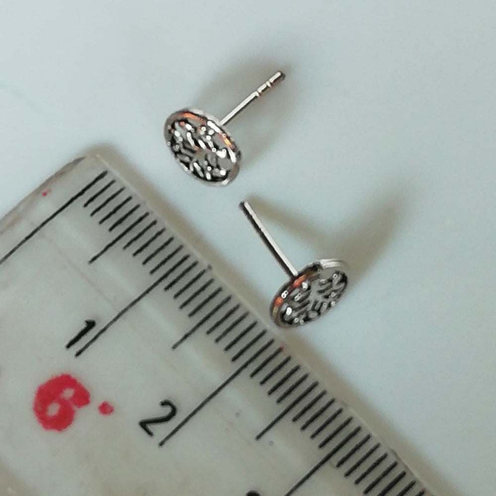 Silver tree studs | ear Studs | Tree of life stud | Round | E31 - by OneYellowButterfly
