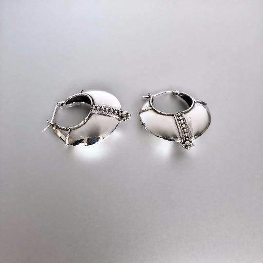 Earrings Silver Tribal Chunky Ear Hoops Egyptian Gift Sterling Piercing (E228)