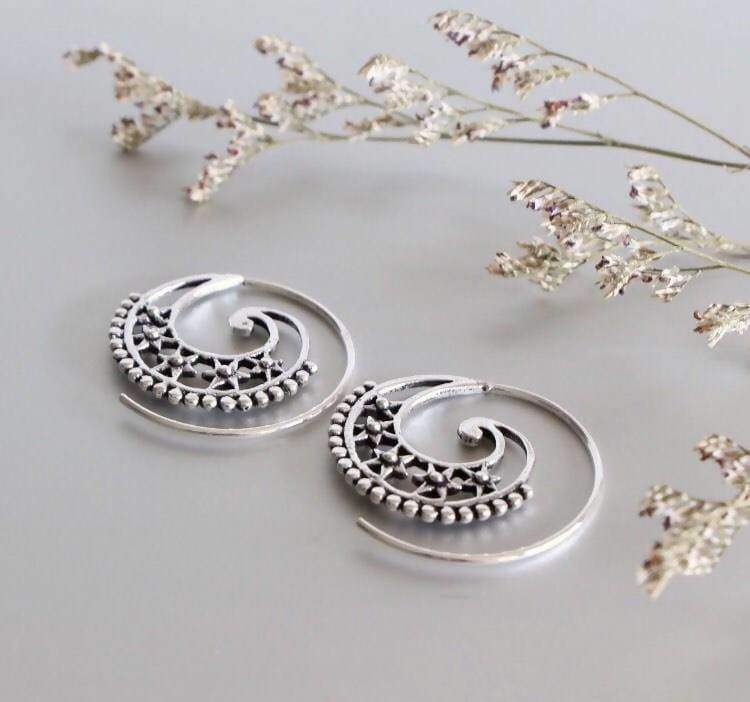 Earrings Silver Wire Hoops Indian Ear Ethnic Piercing Sterling Minimalist Gift (E130)
