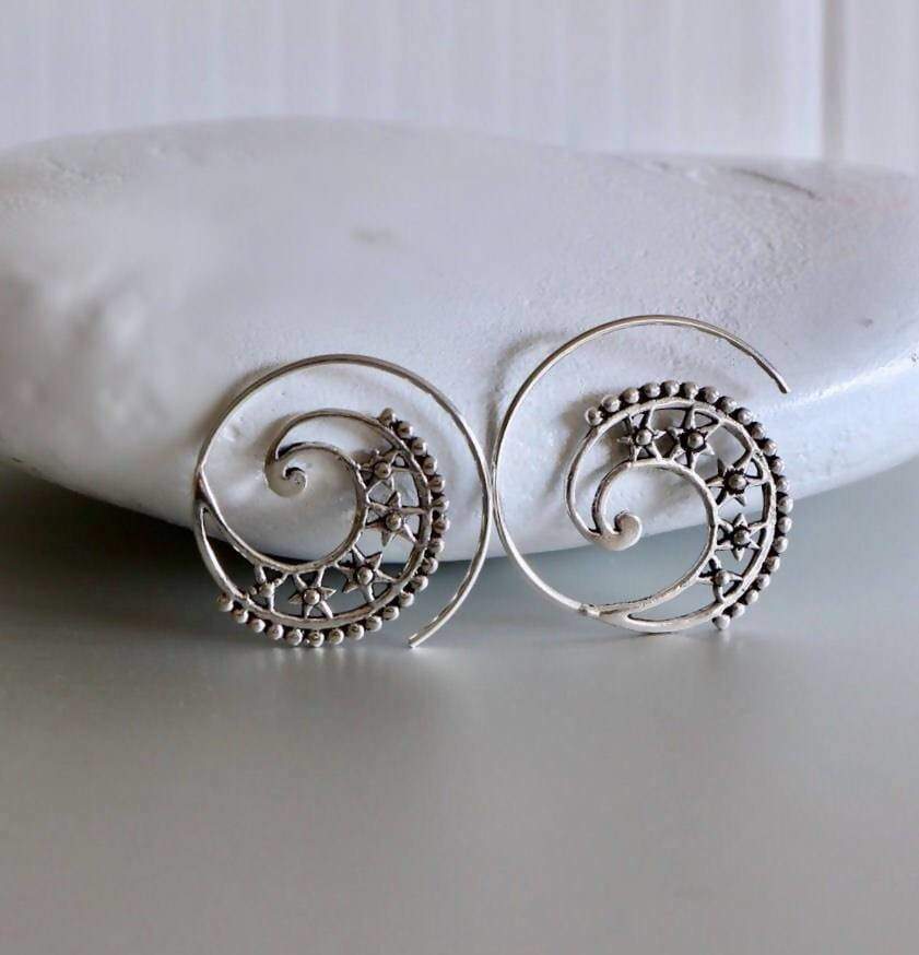 Earrings Silver Wire Hoops Indian Ear Ethnic Piercing Sterling Minimalist Gift (E130)