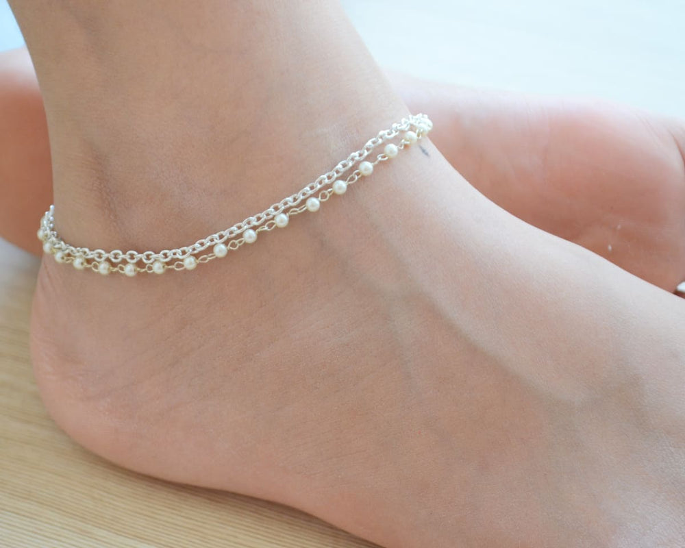 Handmade Gold Ruby Gemstone Anklets, July Birthstone Crystal Beaded An