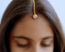 jewelry set Simple Gold Kundan Maang Tikka & Earrings Set for Women Minimalist Solitaiire CZ Diamond Stone Indian Headpiece, - by Pretty 