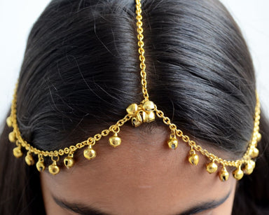 hair accessories Simple Gold Matha Patti Traditional Indian Maang Tikka Headpiece - by Pretty Ponytails