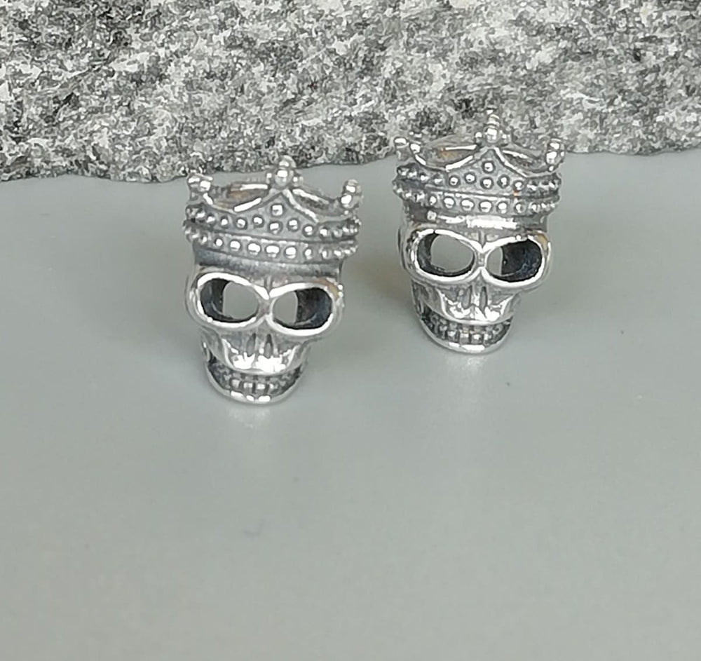 Skull Ear Studs | Sterling Silver Earrings | Punk | E1054 - by Oneyellowbutterfly
