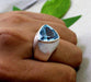Rings Sky blue topaz gemstone ring natural birthstone 925 sterling silver mens fathers day gift jewelry artisan