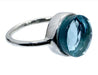 Sky Blue Topaz Hydro 925 Sterling Silver Handmade Bezel Set Simple Ring 12x12mm Round Gemstone - by Nehal Jewelry