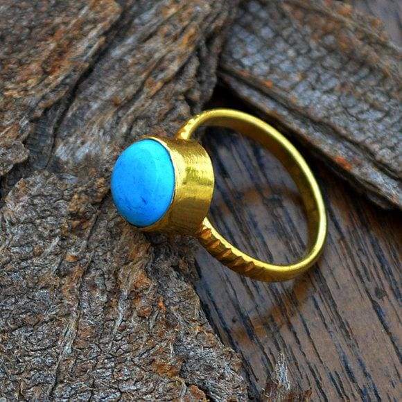 Rings Sleeping Beauty Arizona Turquoise gold 14k yellow ring