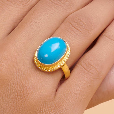 Rings Sleeping Beauty Ring - Arizona Blue Turquoise - Genuine Solid Sterling Silver - Rose Gold - by Subham Jewels