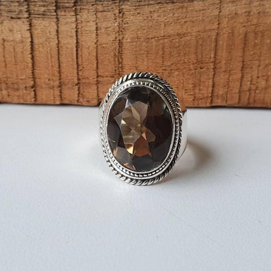 Smoky Quartz Ring 925 Sterling Silver Statement Women Vintage Handmade Solitaire Gift For Her - By Jaipur Art Jewels