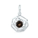 Smoky Quartz Round Pendant Cut Stone Sterling Silver Tiny Gift for Her