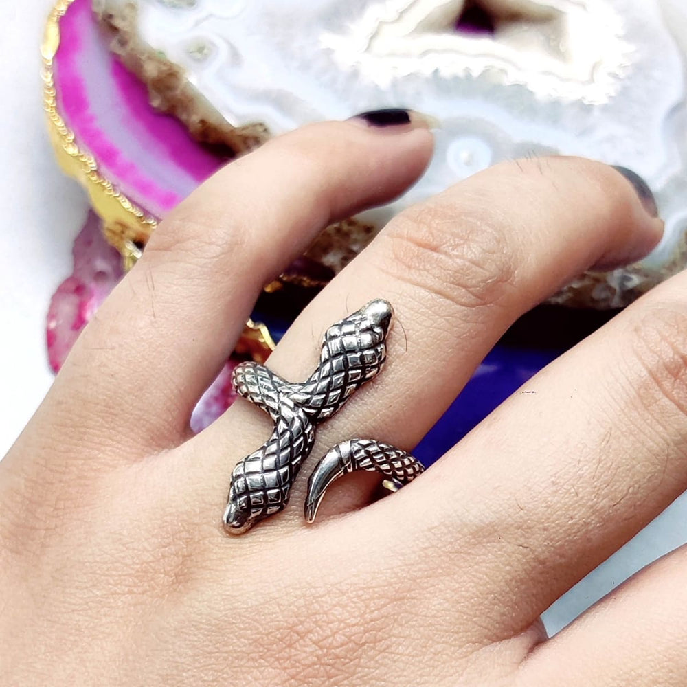 Snake Ring 925 Silver Oxidized Rings Jewelry Punk Cool - by Ancient Craft