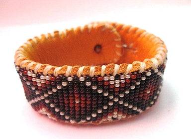 Bracelets Snakeskin Design Beaded Bracelet Your choice of Black Leather or Tanned Deer Hide LIMITED EDITION - by Pachamama Native Art