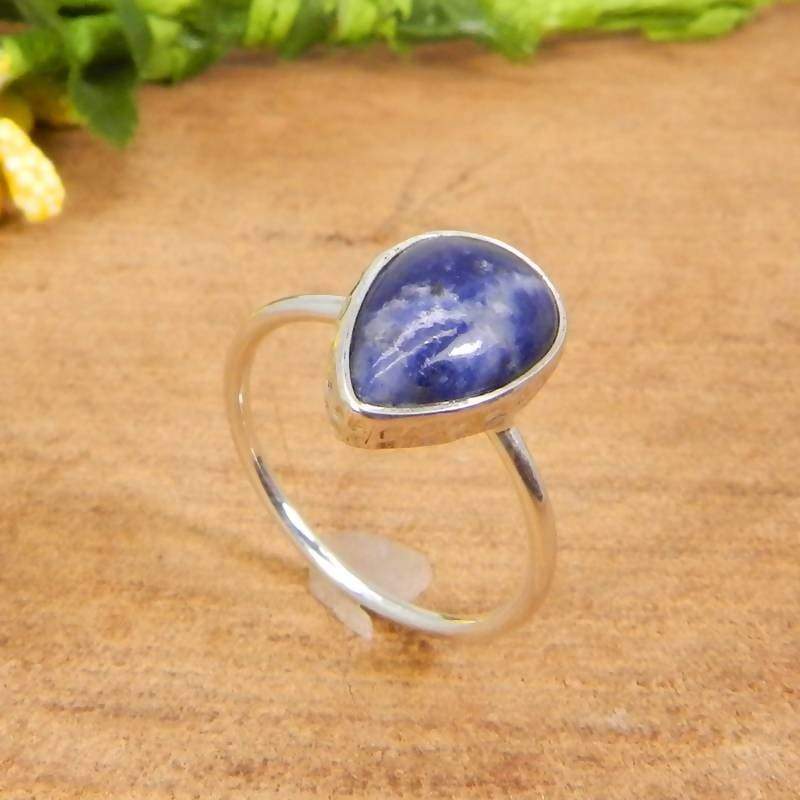 Rings Sodalite Gemstone 925 Sterling Silver Designer Bezel Set Unique Unisex Ring