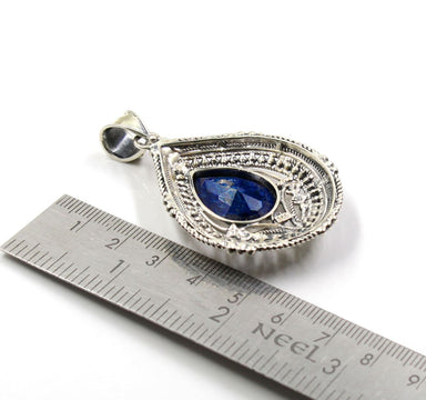 Solid 925 Sterling Silver Jewelry Sapphire Gemstone Handmade Women Gift Pendant - by Maya Studio