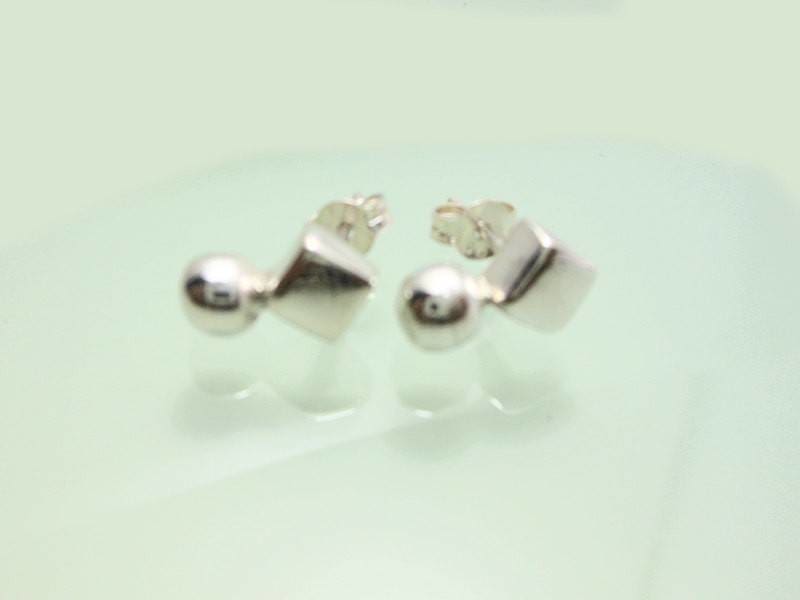 Earrings Solid Ball End Square Stud In 925 Sterling Silver