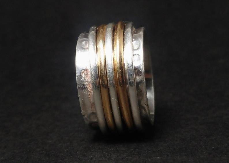 Rings Spinner Band Ring 925 Silver Designer Handmade Fidget Birthday Gift Women’s Meditation
