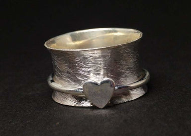 Spinner Ring 925 Sterling Silver Worry Meditation Heart Fidget Band