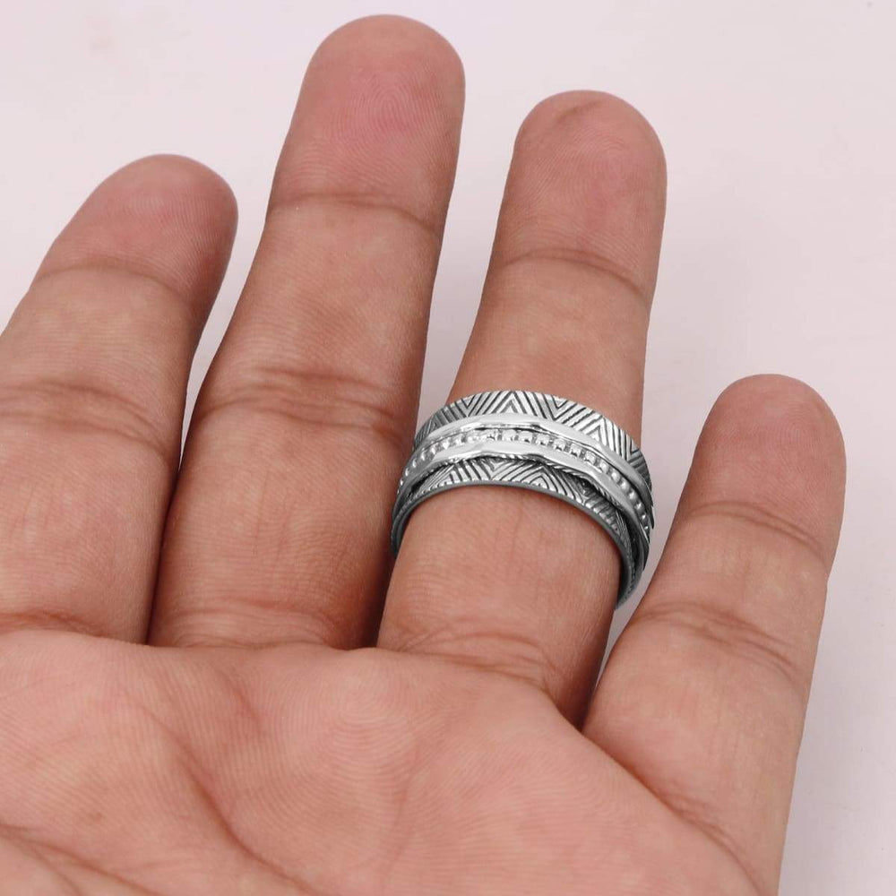 rings 925 Sterling Silver Spinner Ring Handmade Thumb Energy For Men - by Rajtarang