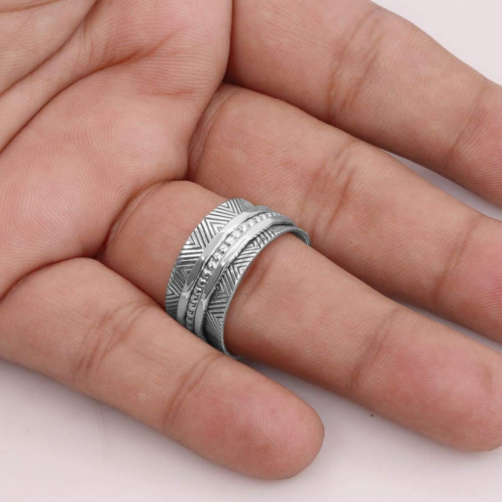 rings 925 Sterling Silver Spinner Ring Handmade Thumb Energy For Men - by Rajtarang