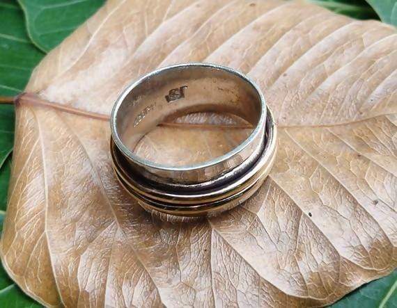 Rings Spinner Ring Meditation Silver Band Sterling 925 Handmade