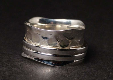 Spinner Ring Silver 925 Meditation Wide Band Women Hammered