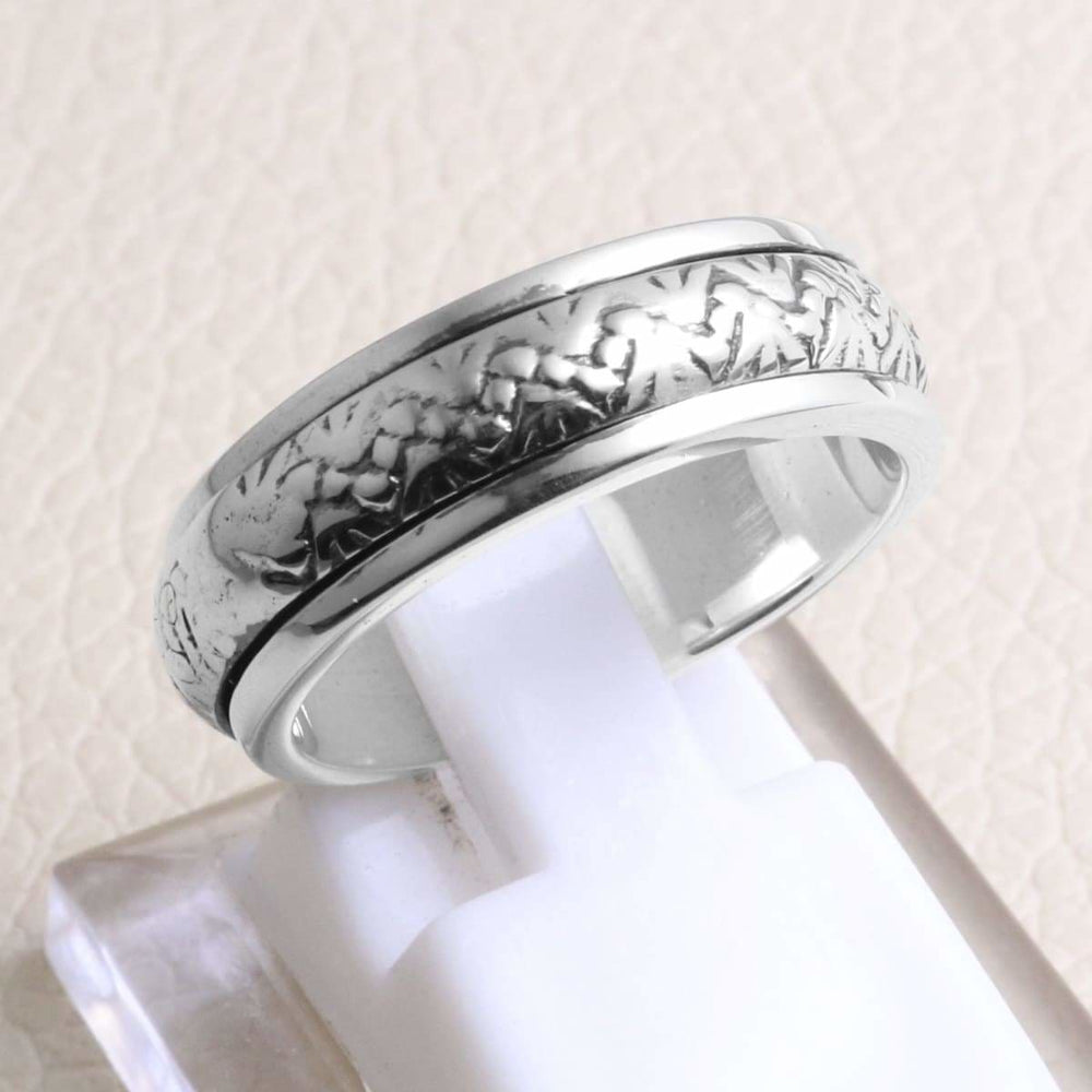 rings Spinner Ring Silver Band 925 Sterling Handmade Thumb Gift For Women - 6 by Rajtarang