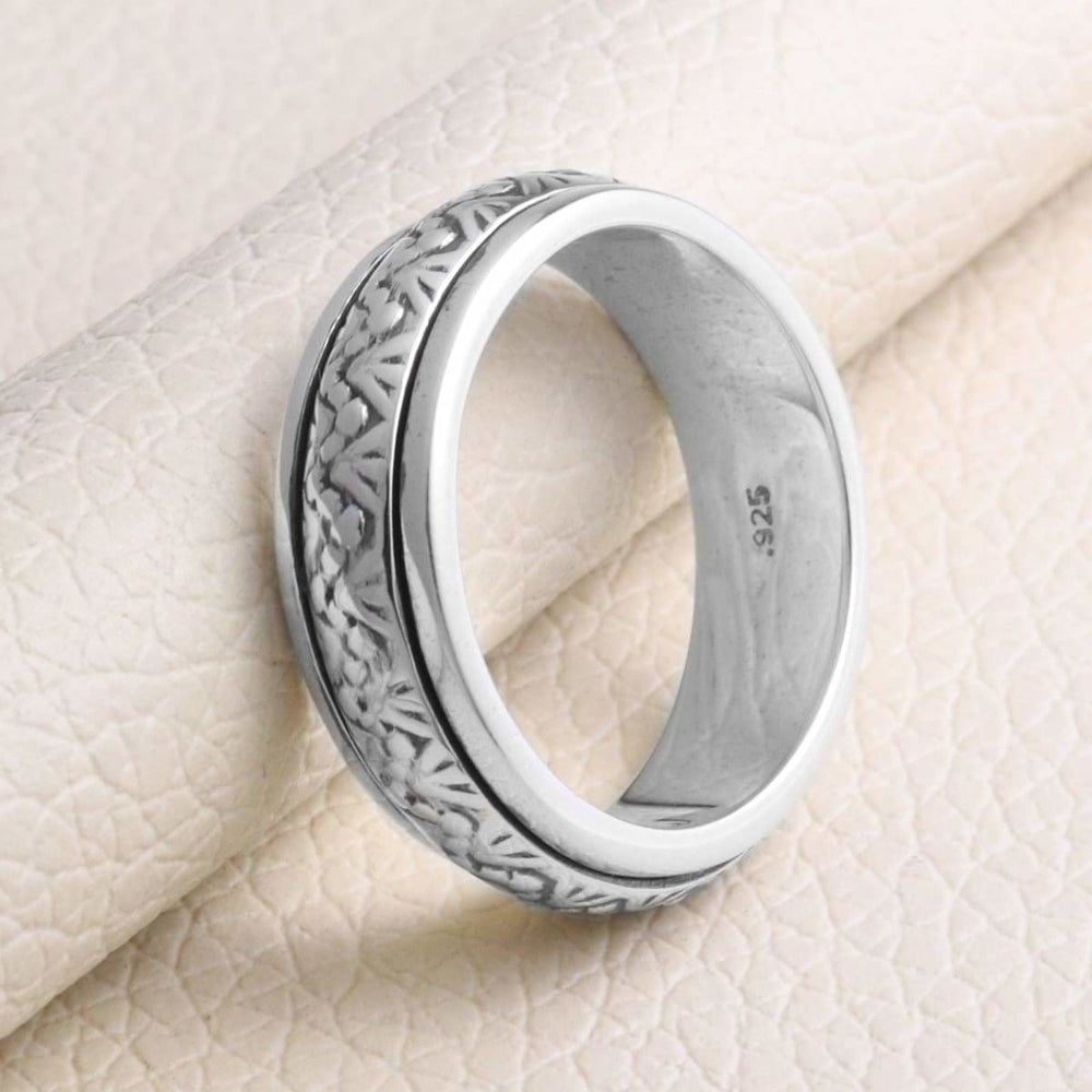 rings Spinner Ring Silver Band 925 Sterling Handmade Thumb Gift For Women - by Rajtarang
