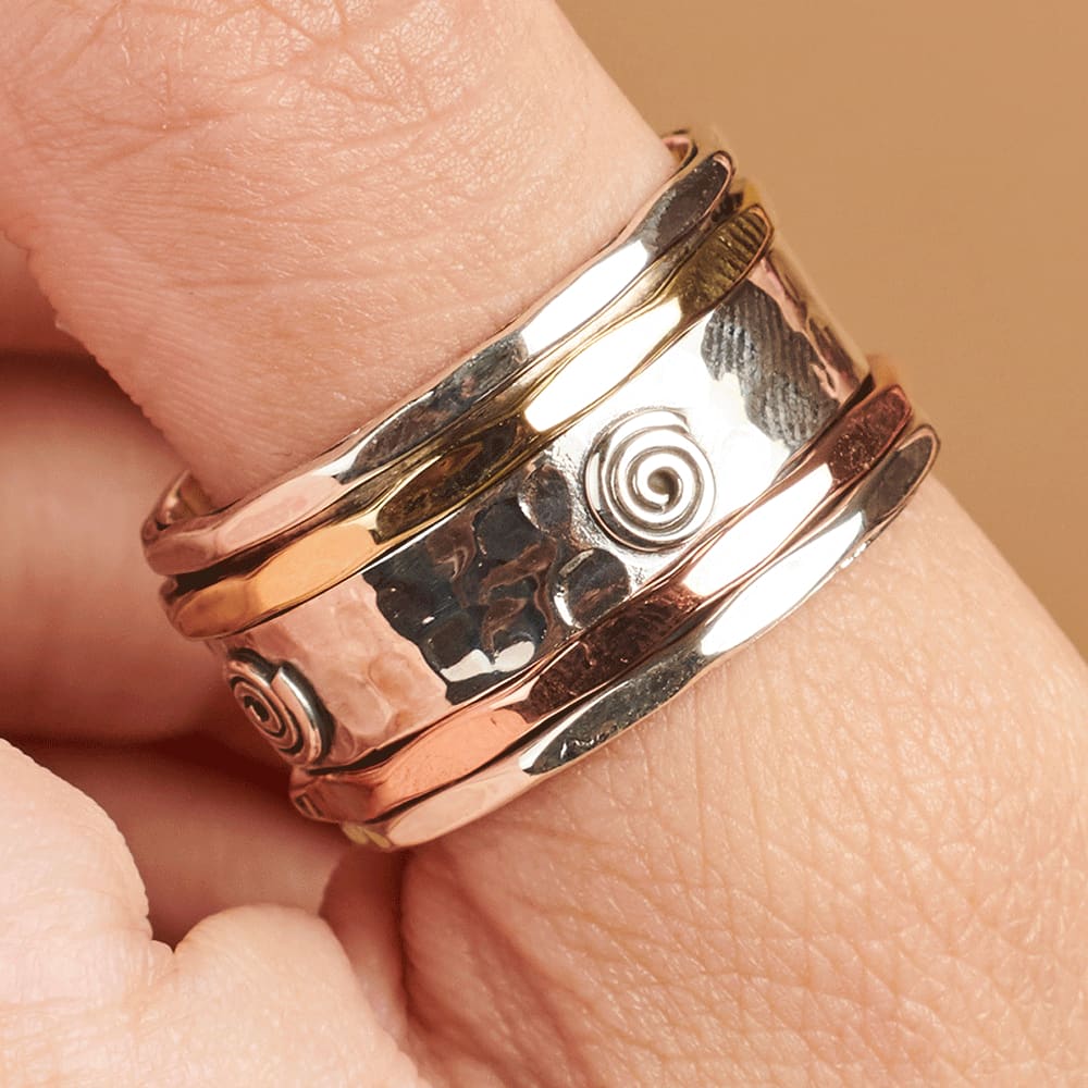 Rings Spinner Ring Thumb Band Worry Fidget Meditation Handmade Statement Women Gift For Her - by InishaCreation