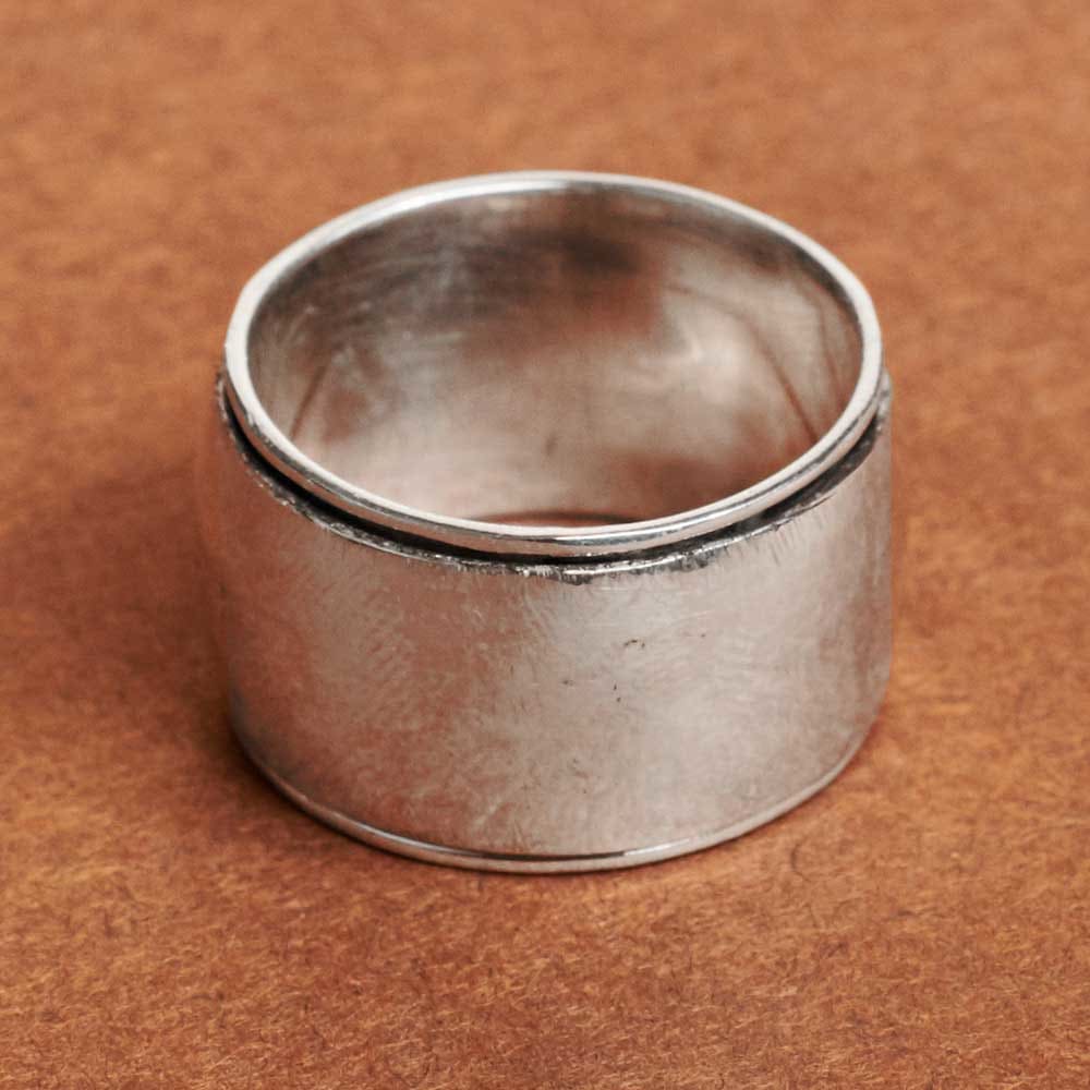 rings Spinning Thick Wide Band Spinner Ring Dome Sterling Silver for Women Meditation Worry Fidget Anxiety - by InishaCreation