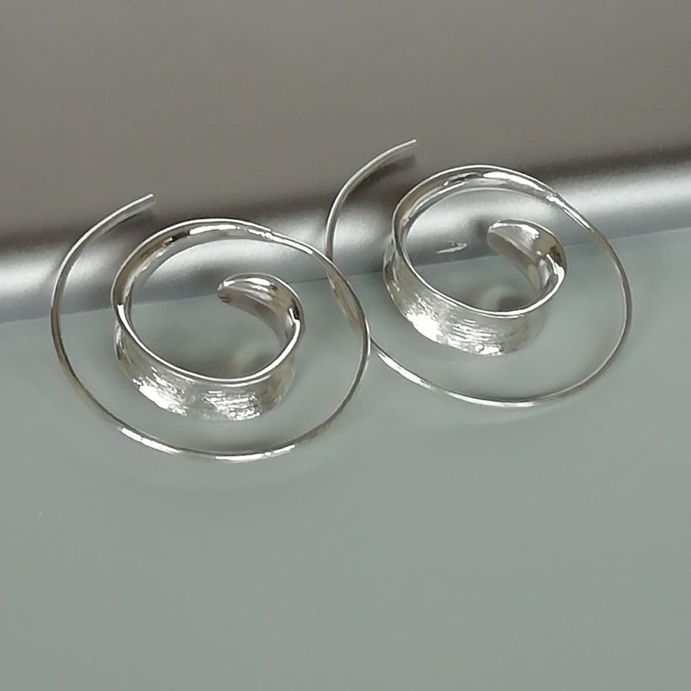 Spiral Silver Hoops | Silver Hoop Earrings | Jewelry | Dramatic | Accessories | Wire | Ear | E292 - by Oneyellowbutterfly